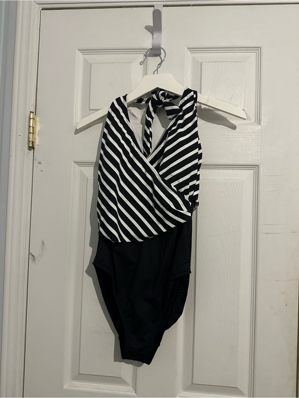 Ralph Lauren Black and White Striped Swim Halter